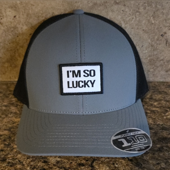 I'm So Lucky Gray and Black. Black Clover Hat - Picture 1 of 4